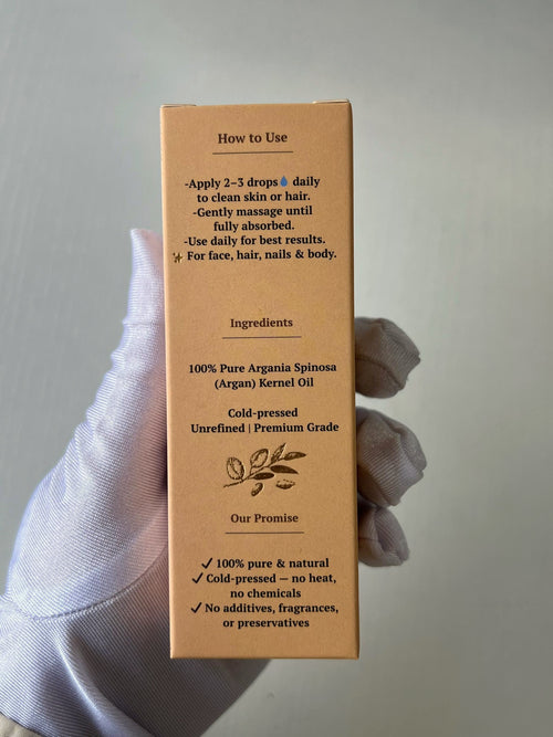 100% Pure Moroccan Argan oil sourced from women’s cooperatives.