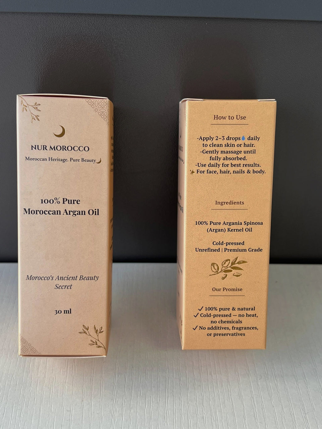 100% Pure Moroccan Argan oil sourced from women’s cooperatives.